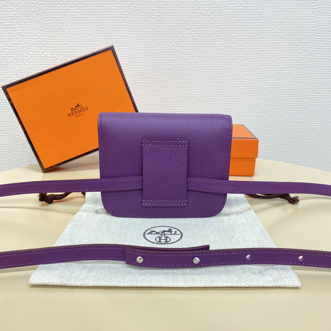 Hermes Constance Slim Wallet Belt Bag In Violet Epsom Leather